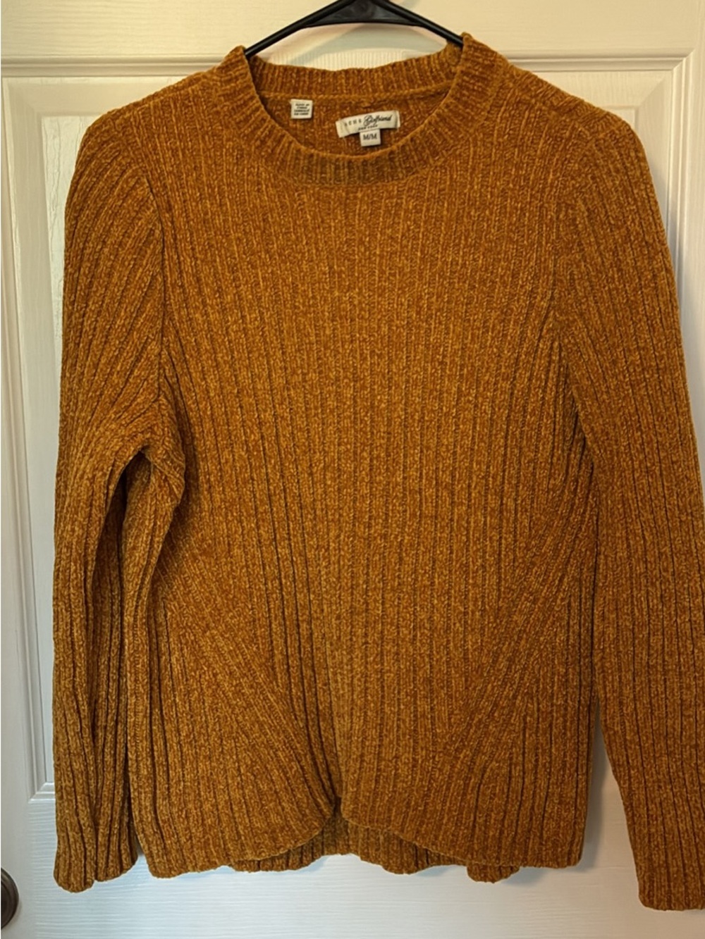 JACHS Girlfriend Ribbed Crewneck Sweater in Mustard